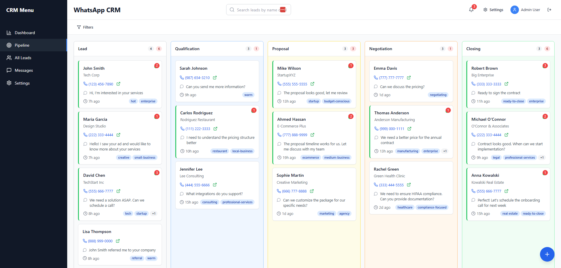 CRM para WhatsApp Pipeline